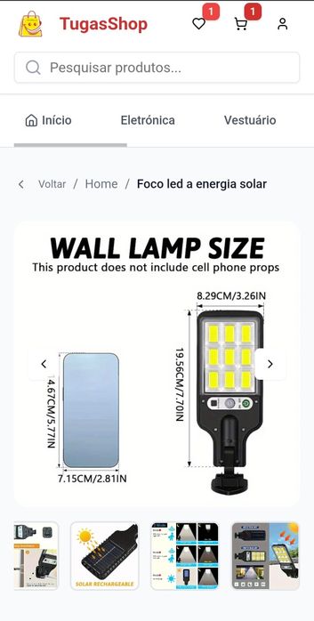 Foco led solar  com sensor de luz