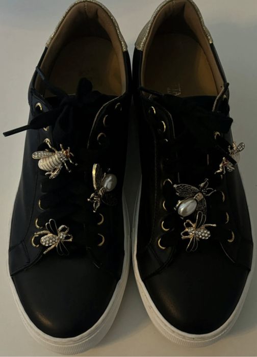 Czarne skórzane tenisówki Loretta Pettinari