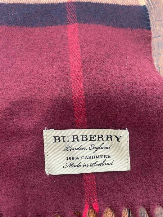 Шарф Burberry червоний кашеміровий 32/180см