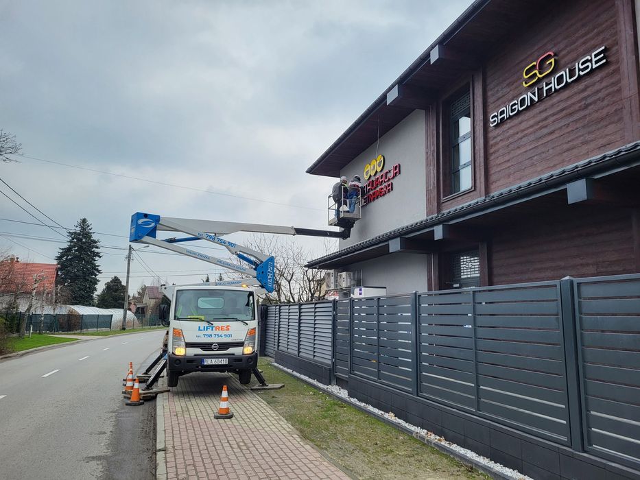 Zwyżka podnośnik koszowy 20m wynajem podnośnika - 7 dni/24 h