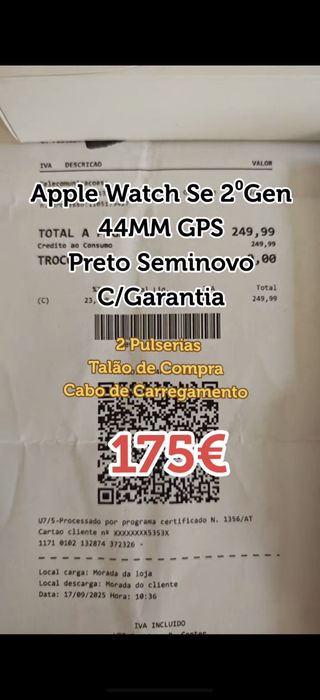 Apple Watch Se 2⁰ Gen 44MM GPS  Preto  Seminovo C/Garantia Aceito Reto