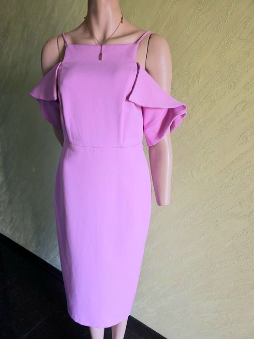 Liliowa/wrzosowa sukienka hiszpanka midi r.M/L River Island