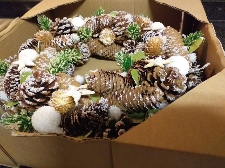 Até 6MARÇO NOVO coroa de outono pinhas centro de mesa natural,em mão