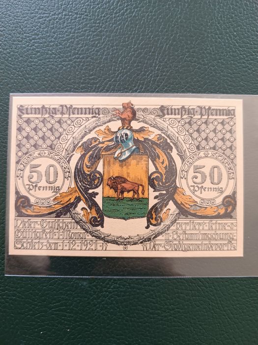 NOTA, ALEMANHA, SCHLEIZ Guerra Mundial emergência 
50 Pfennig - portra
