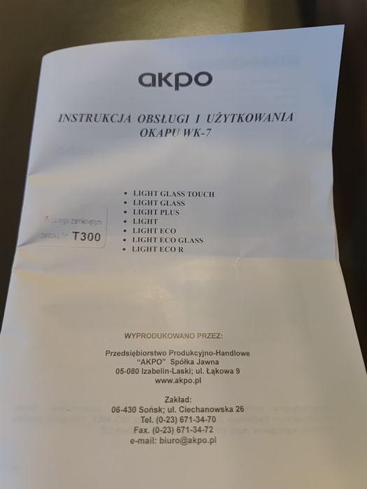 okap akpo light Glass touch 50