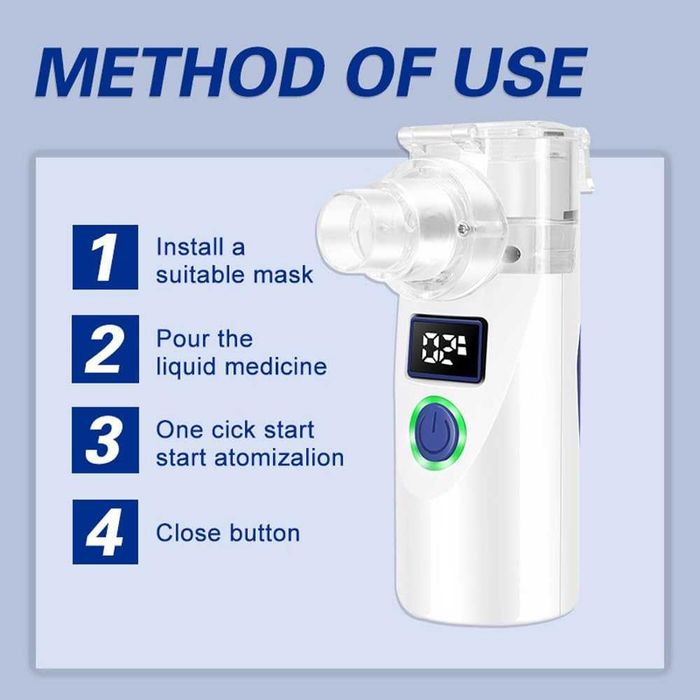 Inhalator Nebulizator LCD USB AA Cichy Dla Dzieci i Dorosłych