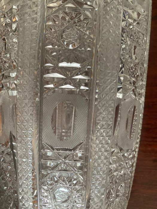 Duży kryształowy wazon Violetta Stronie Śląskie 30 cm PRL