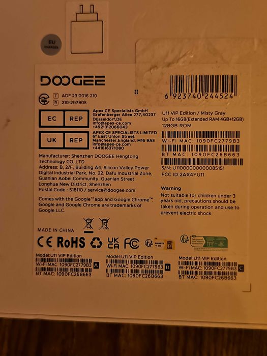 DOOGEE U11 Android Tablet 15 Najnowszy, 11-calowy IPS, 16GB+128GB/TF