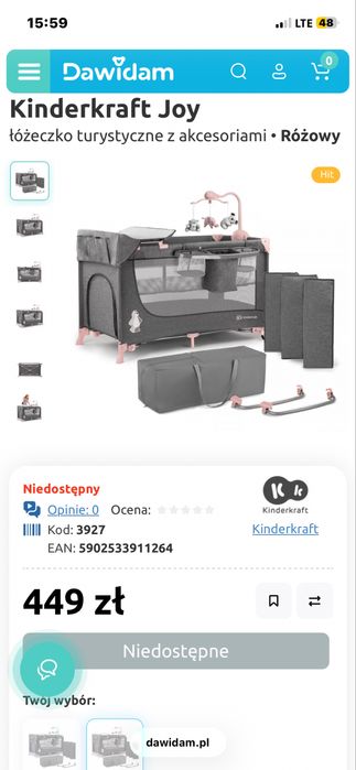 Łóżeczko turystyczne Kinderkraft Joy