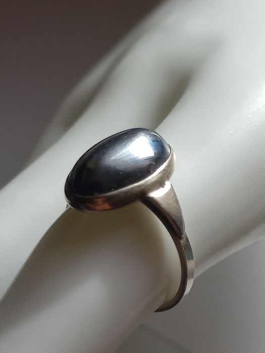 Pierścionek z kamieniem (hematyt) -srebro, wyrób polski