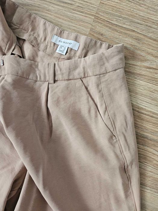 Spodenki bermudy wysoki stan beżowe na lato plażę długa nogawka M L