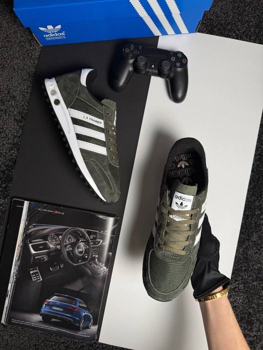 Кросівки сітка чоловічі Adidas LA Trainer Dark Khaki White 41-45р