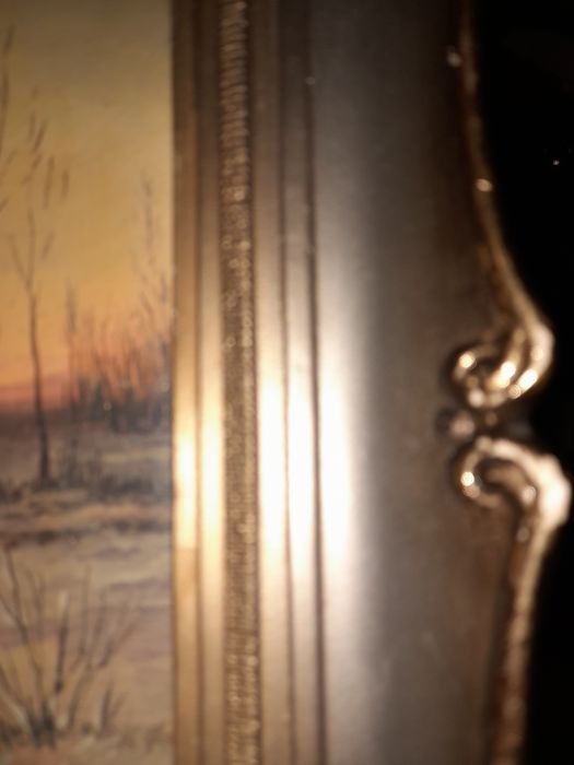 Картина Зимний вечер М.Вородеев картон масло г.Токмак