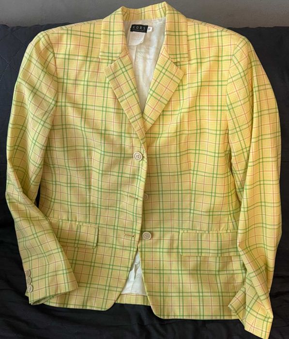 Modna żółta marynarka w kratę od Michael Kors