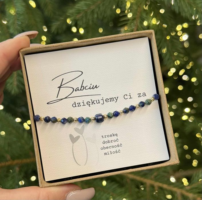Bransoletka dla babci. Dzień babci. Lapis Lazuli. Kamenie naturalne.