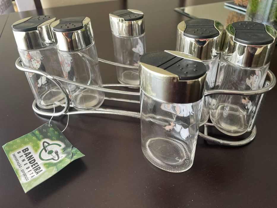 Conjunto recipientes especiarias com suporte - NOVO!