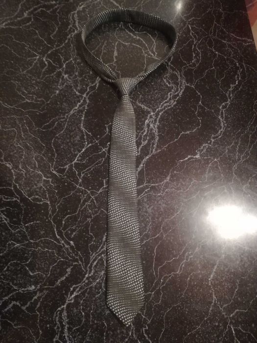 Krawat Ortal szary w błękitne kropki