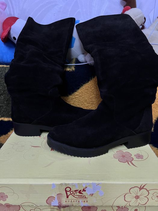 Сапоги зима замш полностью на меху 37