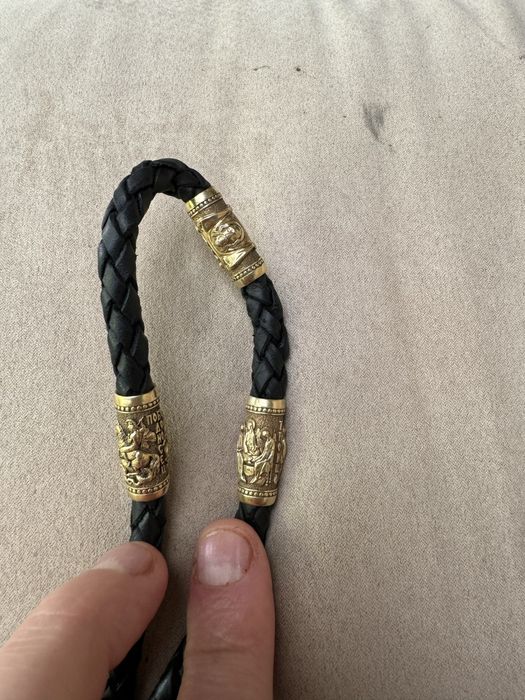 Серебро золото Кожаный шнурок на шею