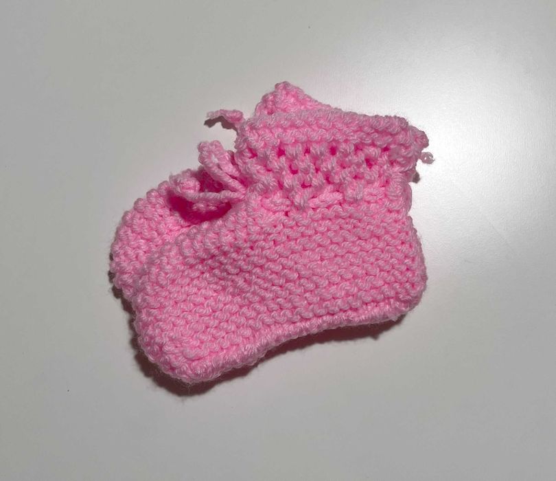 Botinhas Tricot Bebé Cor-de-Rosa