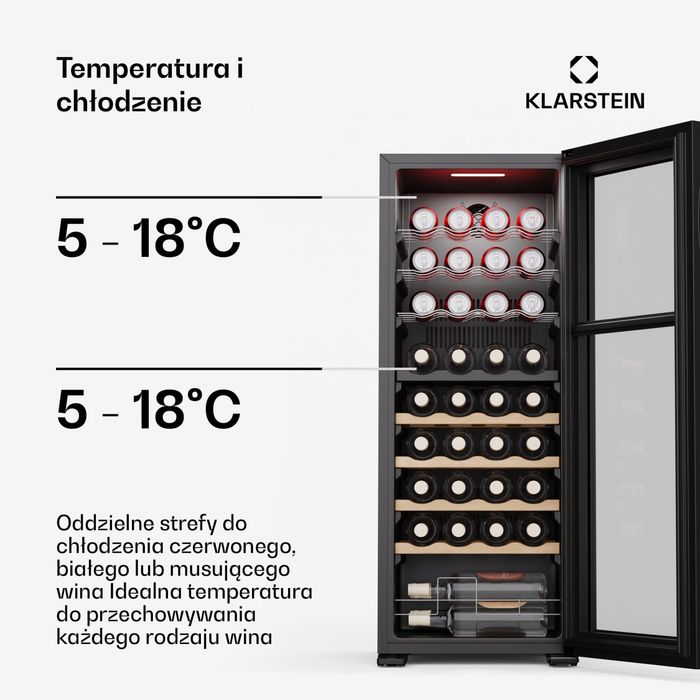 Nowa Winiarka Chłodziarka Lodówka na Wino Napoje Klarstein Bovella 36