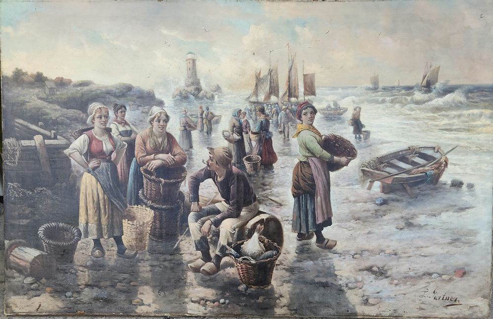 Nowa cena! Louis Gartner obraz nadmorski org XIXw