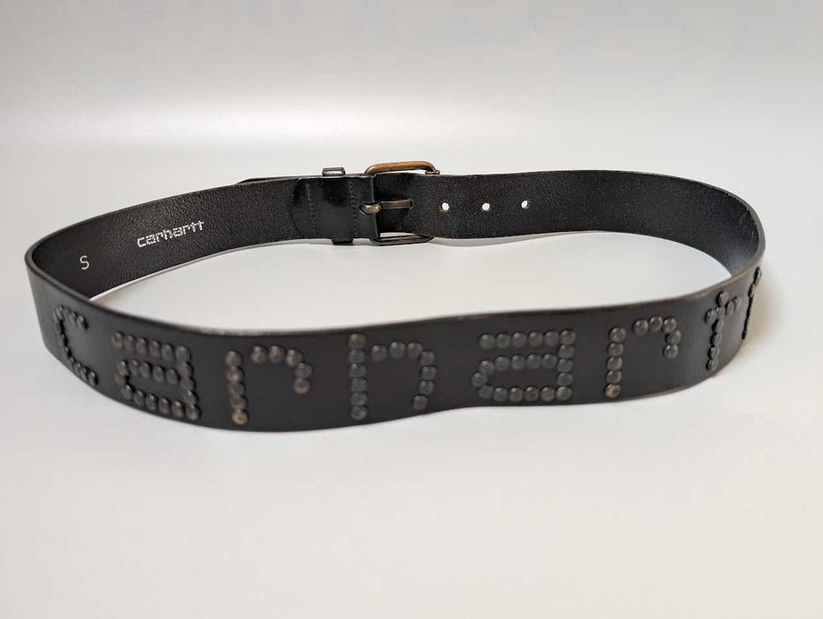 Вінтажний шкіряний ремінь Carthartt WIPP Script Studs Belt,США - S-M