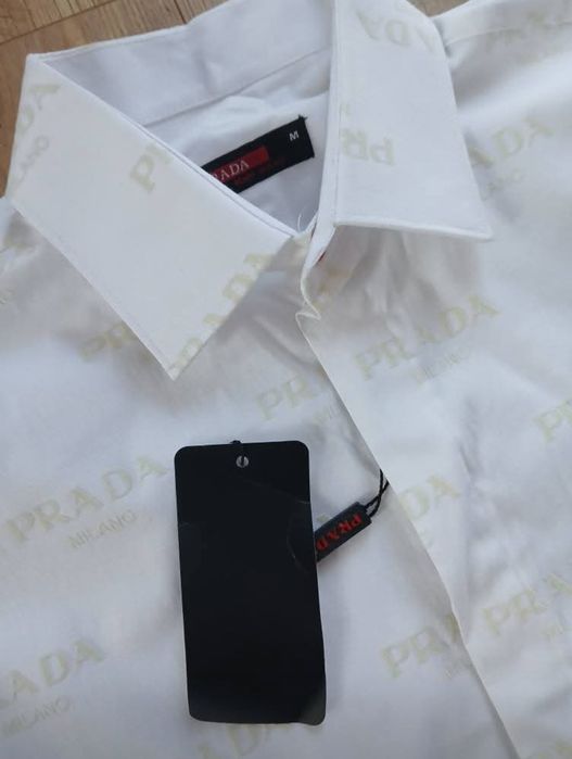 Biała koszula męska logowana