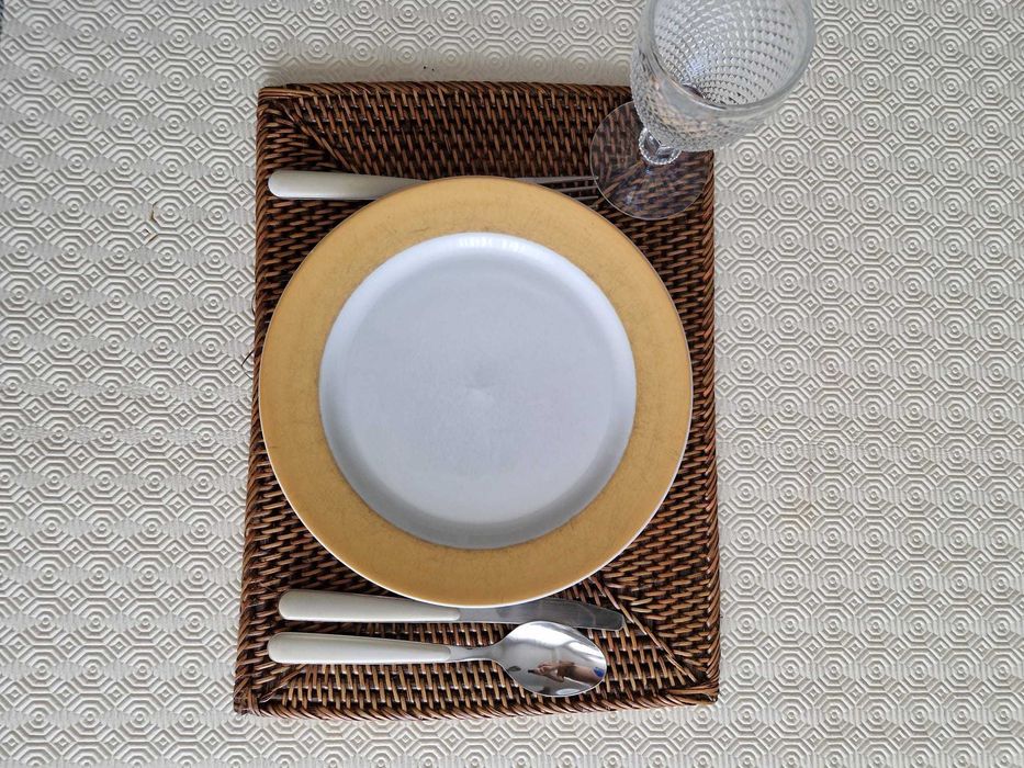 Rattan conjunto bases para mesa elegante