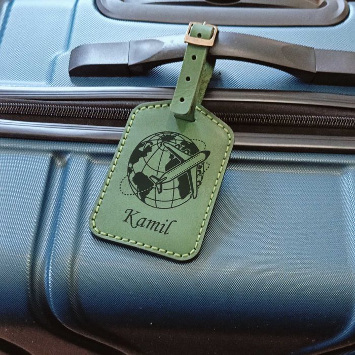 Zawieszka do walizki z grawerem Identyfikator bagażu skórzany
