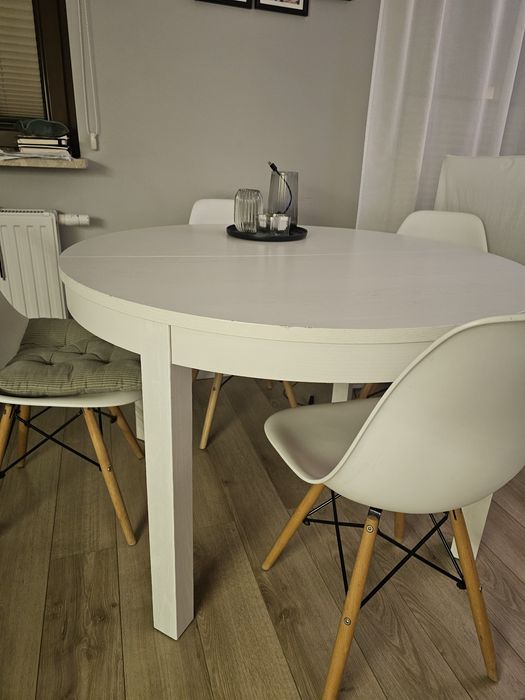 IKEA BJURSTA – stół okrągły rozkładany biały  bardzo dobry stan  Wawa