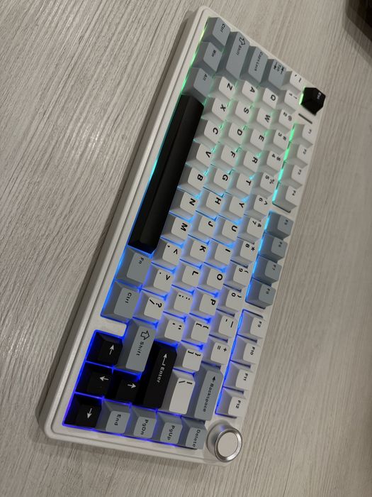 Aula F75 !ГАРАНТІЯ! синьо чорно біла клавіатура RGB нова ТОП