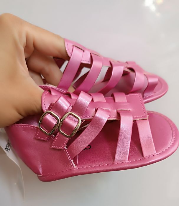 Sandały dla dziewczynki niechodki do wózka metaliczne baby