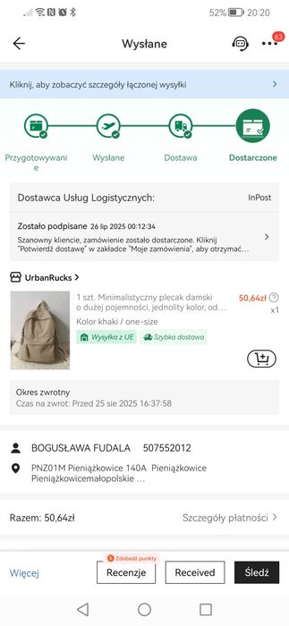 Nowy Plecak Beż Podróżny