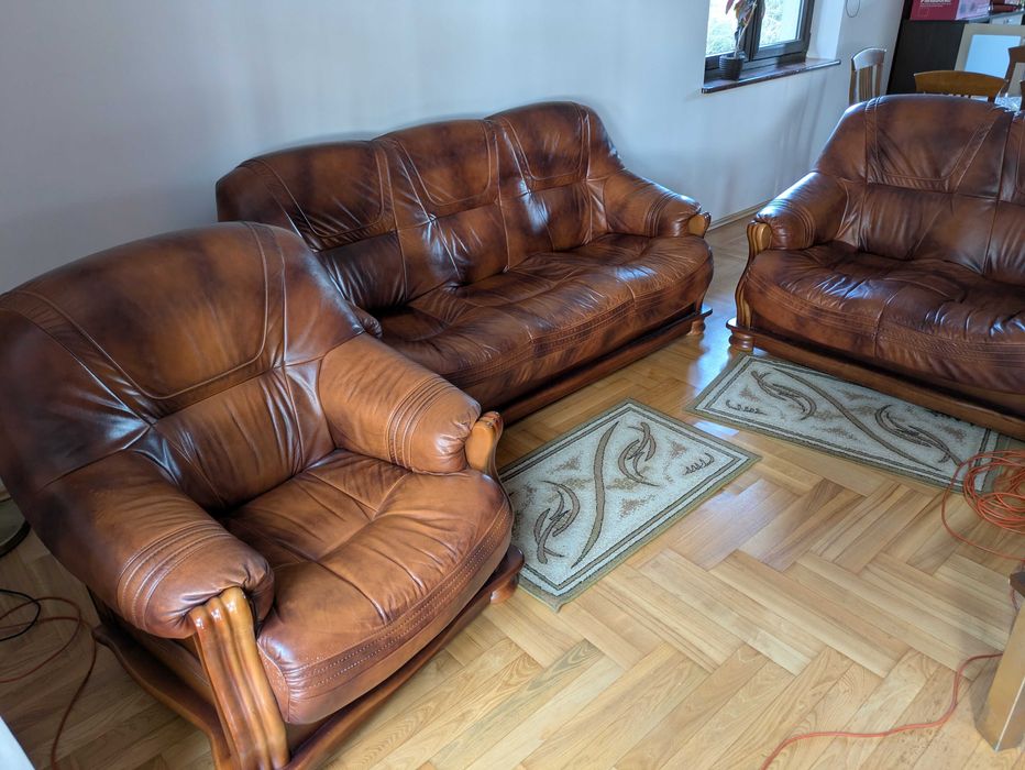 skórzany komplet wypoczynkowy