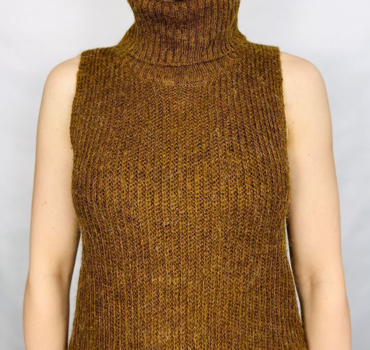 Brązowa tunika sweter bez rękawów S 36