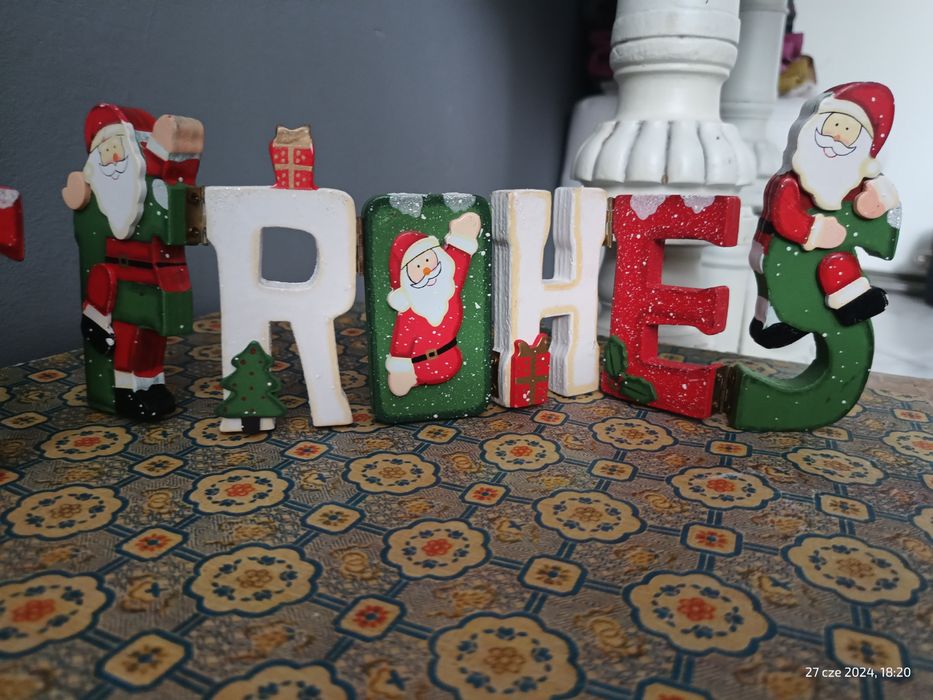 Drewniany Świąteczny Napis Fest Frohes