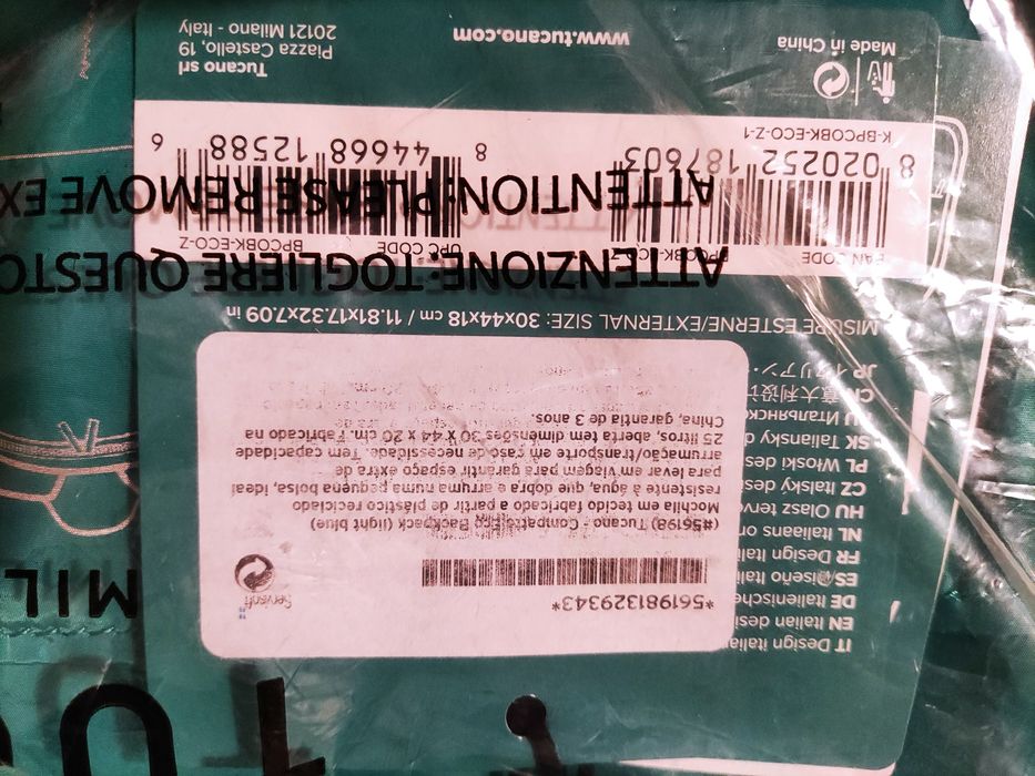 Mochila expansível Tucano Compatto Eco Backpack azul turquesa