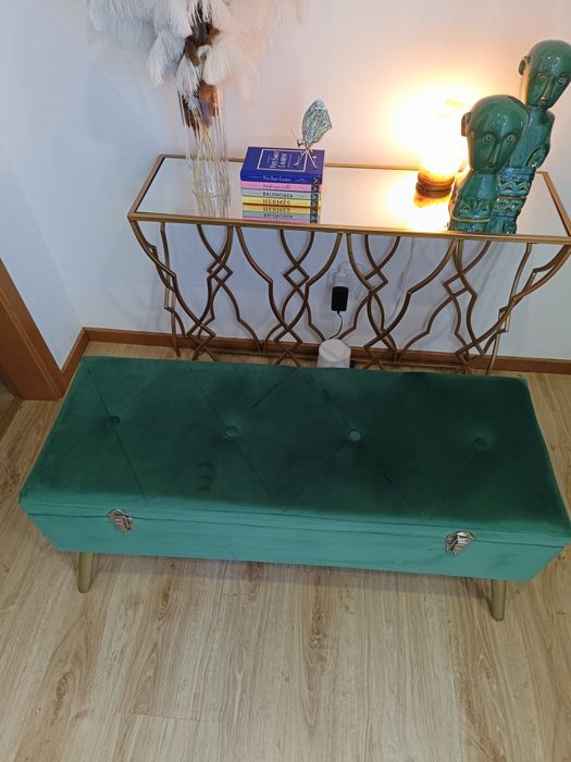 Banqueta veludo verde esmeralda
