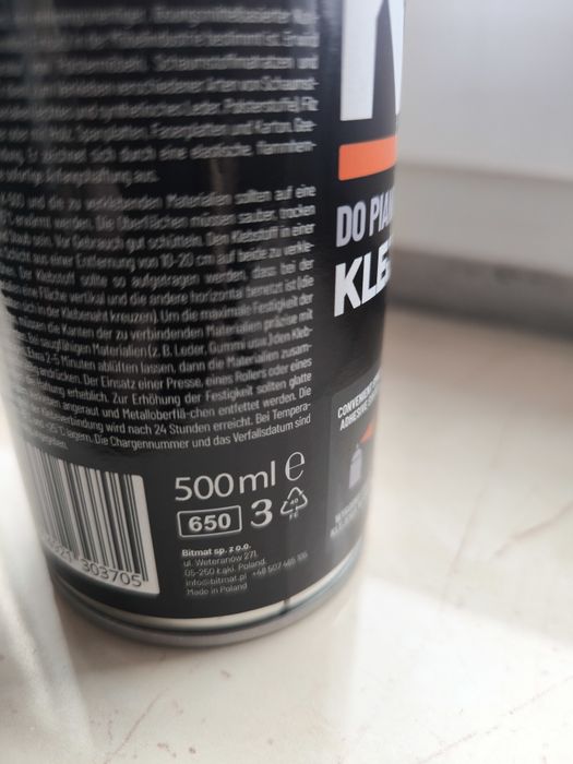 Klej do gumy, wykładzin,pianek, materiału, itp. K-500