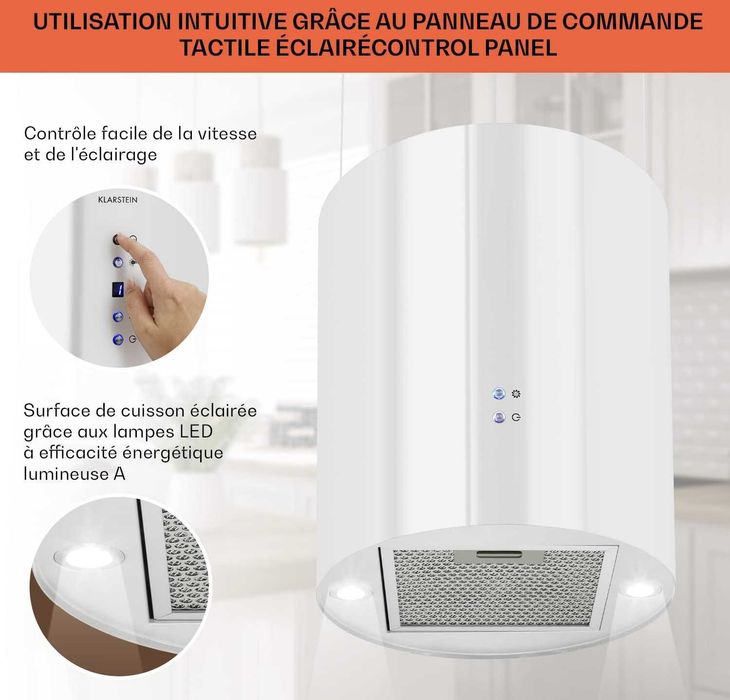 Вытяжка островная подвесная витяжка острівна Klarstein Barett Island