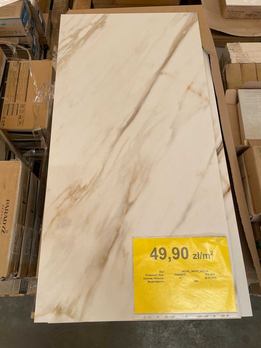 Płytka gresowa Royal white gold mat 60x120 2 GATUNEK