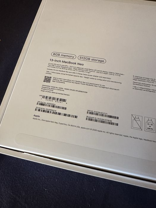 Macbook Neo Indygo 8/512 Touch Id GWARANCJA