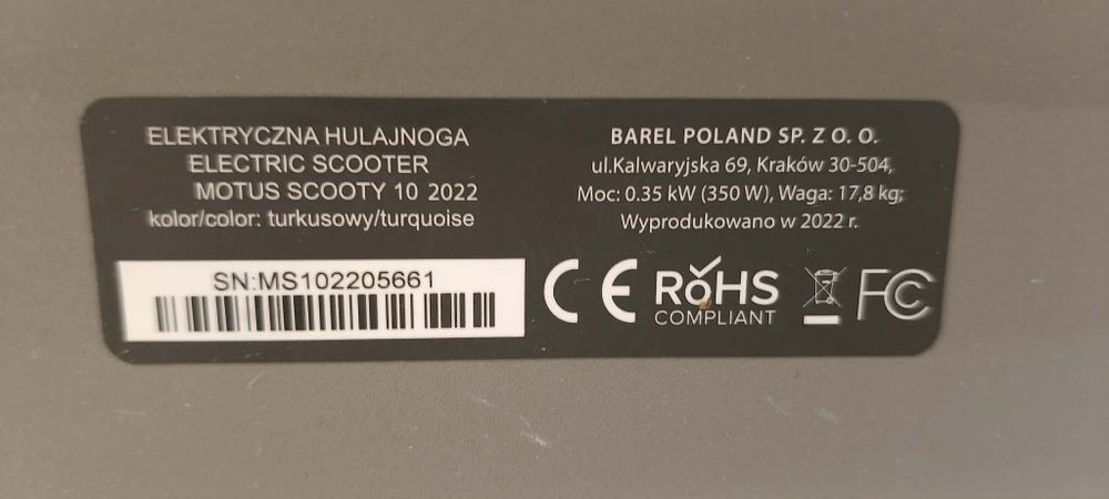 Hulajnoga elektryczna MOTUS Scooty 10
