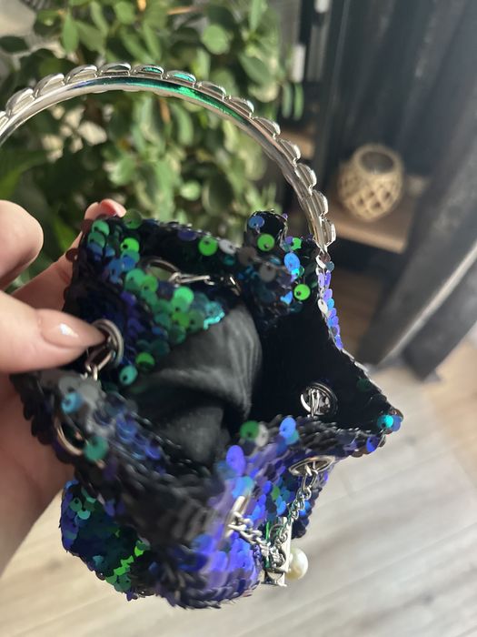 Cekinowa torebka worek