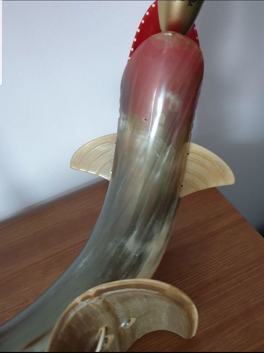 Candeeiro antigo em corno e osso artesanal