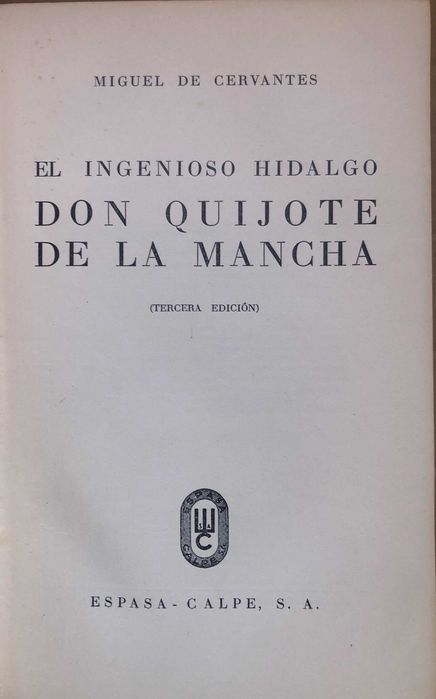 Don Quijote de la Mancha, de Cervantes, 1941