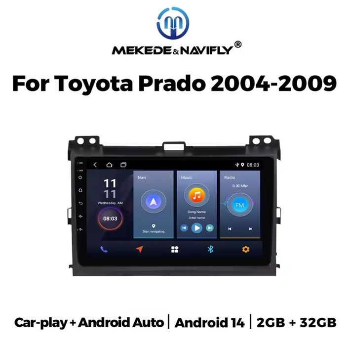 Штатна Магнітола Toyota Prado 120 android 14 carplay