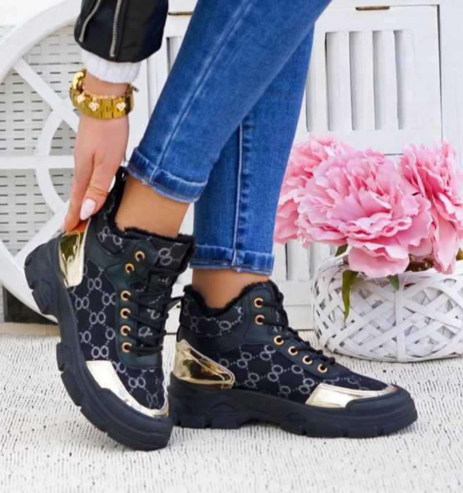 36 37 38 sneakersy 39 botki sportowe Gucci złote wstawki ocieplane