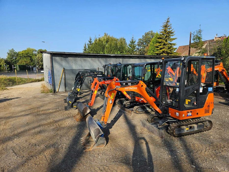 Wynajem Minikoparki Bobcat E19, E26, E35 Kubota KX018-4, 2 t, 3,5t,